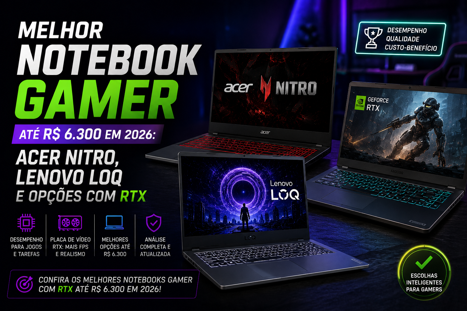 Melhor Notebook Gamer até R$ 6.300 em 2026